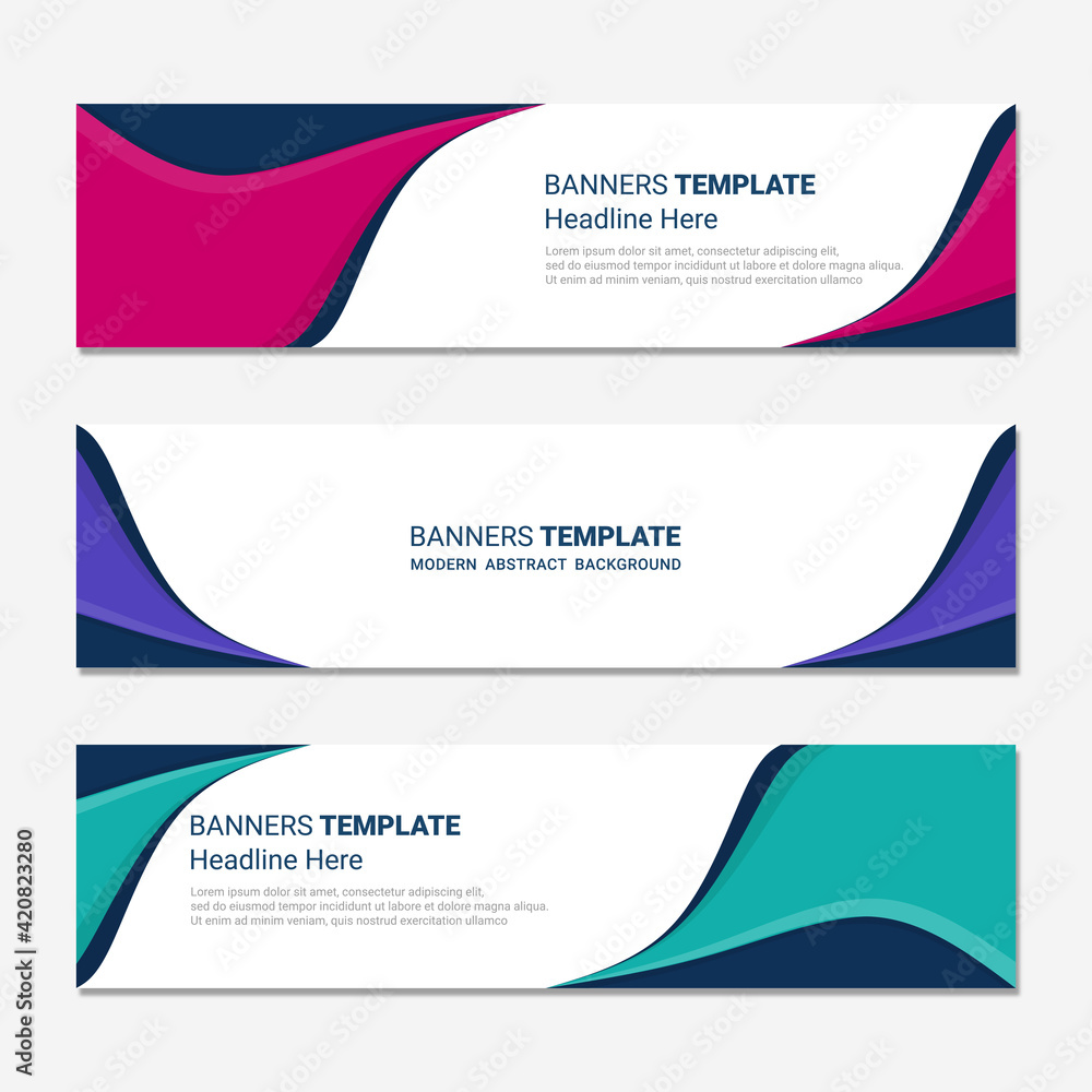Set of horizontal modern banner design social media template background isolated