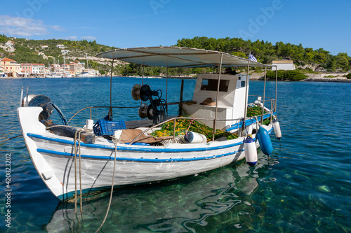 Local fishing boat in Gaios harbour, Paxos, Greece