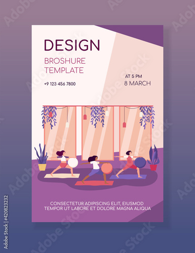 Pregnant women doing exercises with big ball. Gym, yoga, maternity flat vector illustration. Healthcare and sport activity concept for banner, website design or landing web page