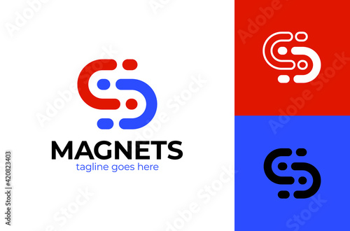 Letter s magnet logo. Simple and clean flat design of abstract letter S logo vector template. Suitable for communication company or service.
