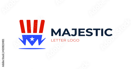 Magic hat with letter logo design inspiration. Magic USA sam hat logo concept,vector illustration