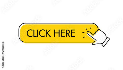 Click here button with hand pointer clicking