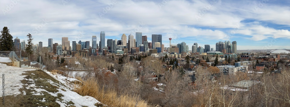Calgary skyline in winter from the southwest