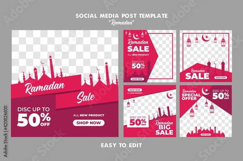Creative vector of Ramadan Sale social media post template collection. Perfect for social media post.