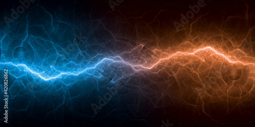 Cool abstract lightning, fire and ice energy