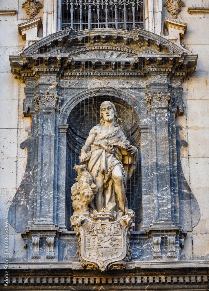 Sculpture of Saint John the Baptist in the cathedral of Murcia, Spain