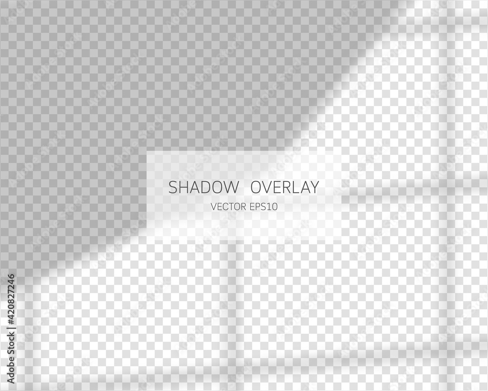 Shadow overlay effect. Natural shadows from window isolated on transparent background. Vector illustration. Shadow overlay effect. Natural shadows from window isolated on transparent background. Vector illustration.