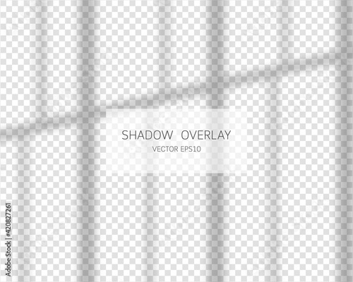 Shadow overlay effect. Natural shadows from window isolated on transparent background. Vector illustration. 
