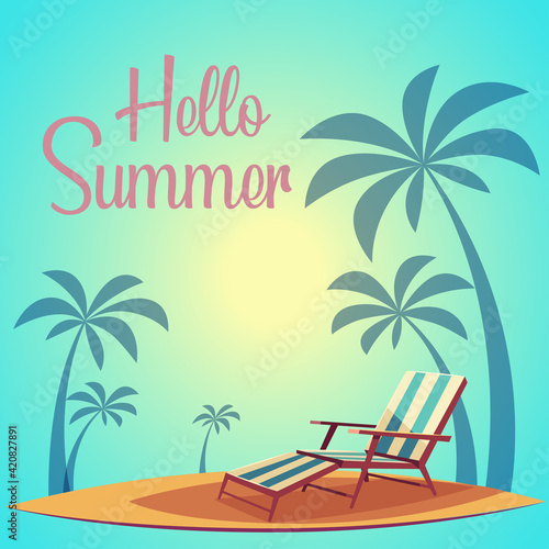 Beautiful landscape, summer holidays. Vector design.