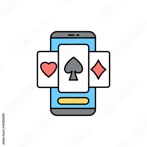 Online casino olor line icon. Pictogram for web page, mobile app, promo.