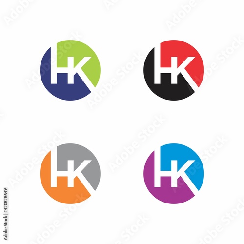 Abstract Initials Letters HK Logo Vector 001