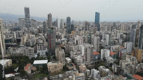 A drone aerial shot flying over Beirut's Achrafieh Neighborhood photo