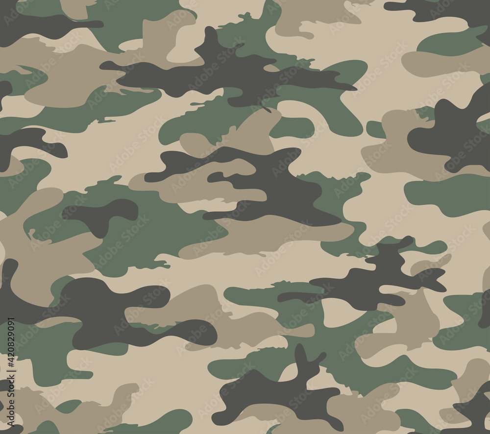 Fototapeta premium Army camouflage classic background. Repeat printing. EPS