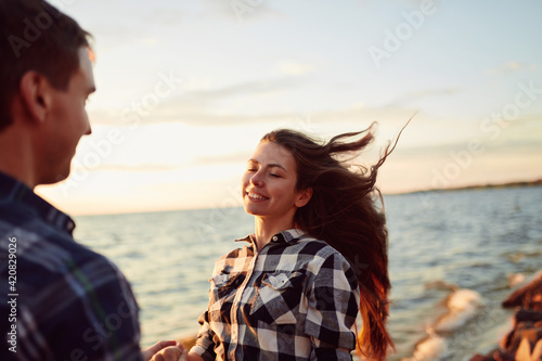 Happy couple at a lake
