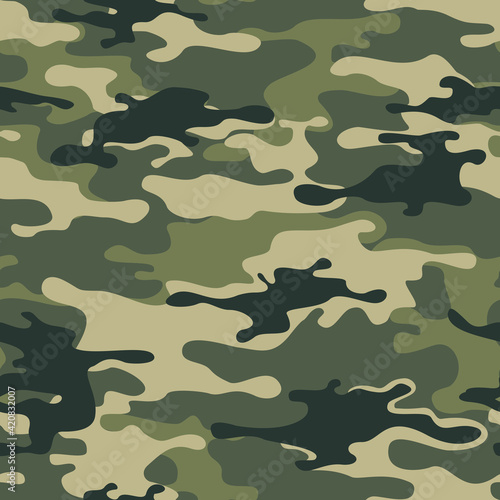 Camouflage seamless pattern Military texture. Abstract camo. Print on fabric on clothes. Vector illustration