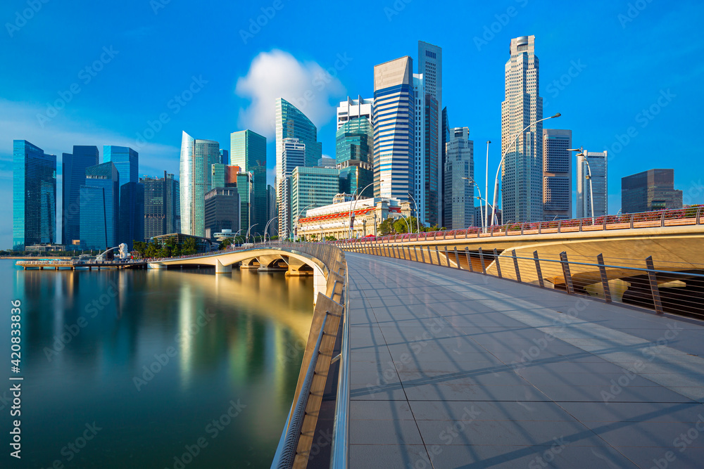 Singapore skyline and bayfront at sunrise, Singapore