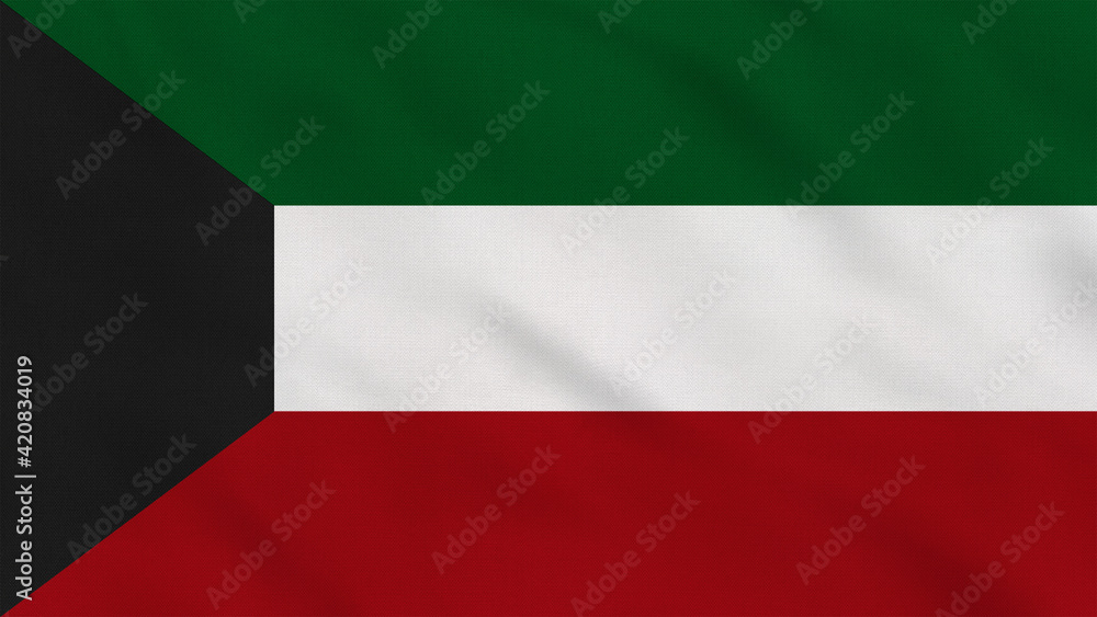 Kuwait Crumpled Fabric Flag. Arabic Flags, Kuwait Flag. Celebration. Flag Day. Patriots. Surface Texture. Background Fabric.