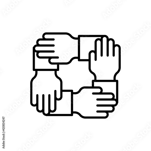 Collaboration Hands Vector Outline icon style illustration. 
