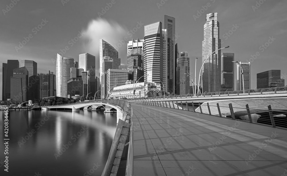 Singapore skyline and bayfront at sunrise, Singapore