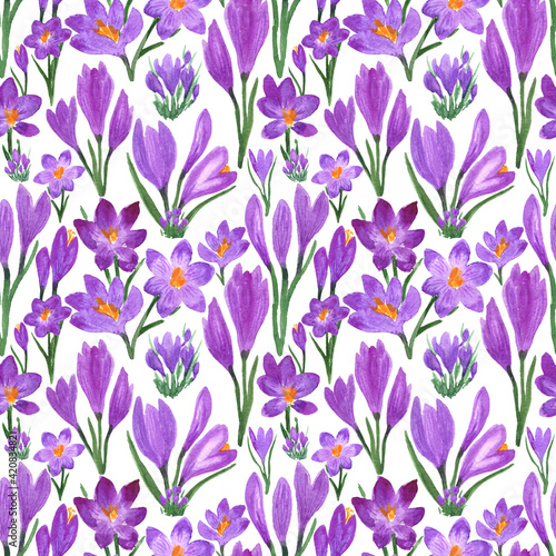 Waterclor colorful  seamless  pattern of spring flowers.  Hand Illustration of primrose for creating fabrics  textile  decoupage  wallpapers  print  gift wrapping paper  invitations  textile.