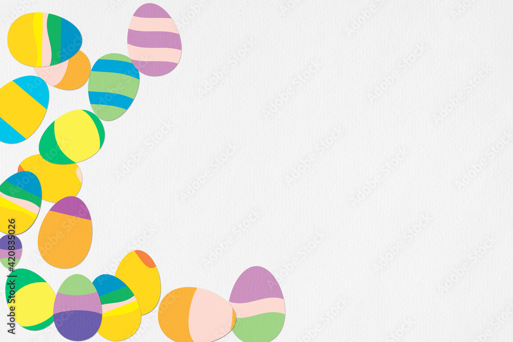 Easter egg invite background made out of craft paper with copy space