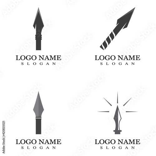 Spear logo and symbol vector design illustration