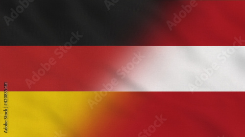 Germany and Austria Crumpled Fabric Flag. Germany Flag  Europe Flags. Austria Flag  Europe Flags. Celebration. Flag Day. Patriots. Surface Texture. Background Fabric.