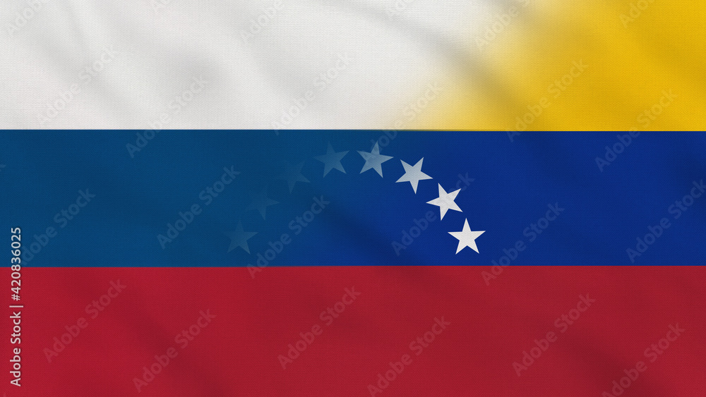Russia and Venezuela Crumpled Fabric Flag. Russia Flag, Venezuela Flag. South America Flags. Europe Flags. Celebration. Patriots. Surface Texture. Background Fabric. Russia and Venezuela Crumpled Fabric Flag. Russia Flag, Venezuela Flag. South America Flags. Europe Flags. Celebration. Patriots. Surface Texture. Background Fabric.