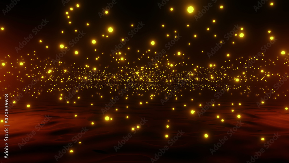 Obraz premium Abstract Glow Particles Landscape Background