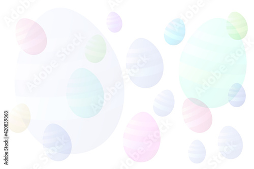 Photography light pastel colored faded effect easter eggs over white background illustration