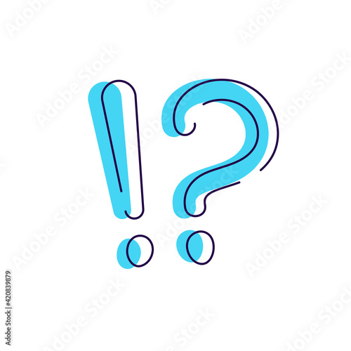 Question and exclamation mark simple glyph vector