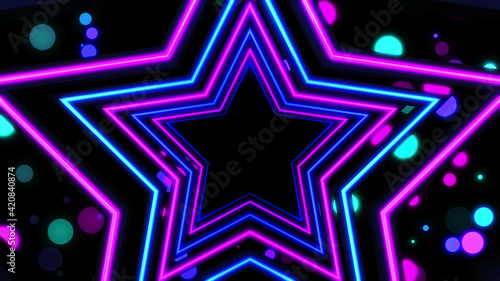 Abstract Colorful Stars Neon Background