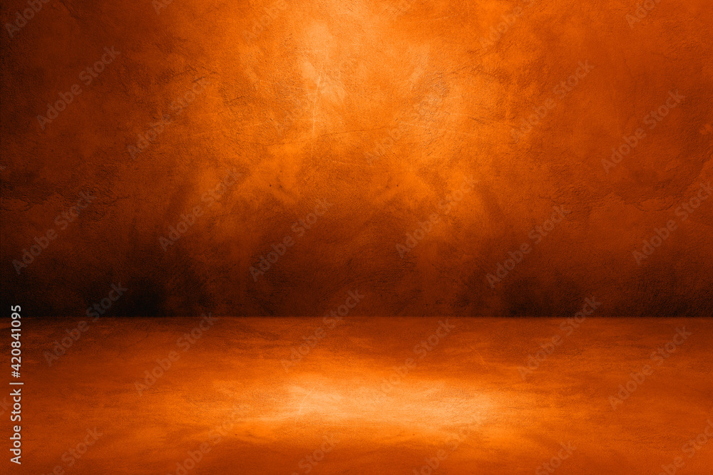 Empty dark orange concrete interior background Empty dark orange concrete interior background
