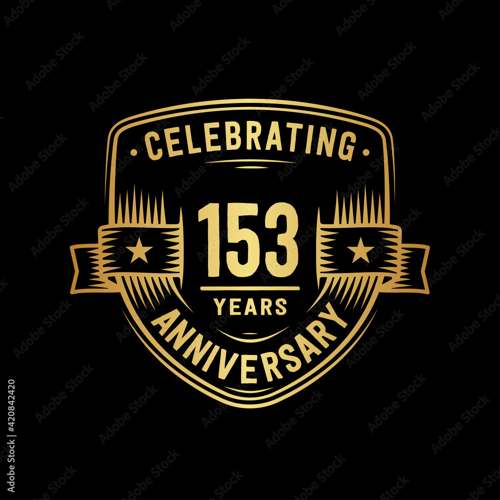 Fototapeta premium 153 years anniversary celebration shield design template. Vector and illustration 