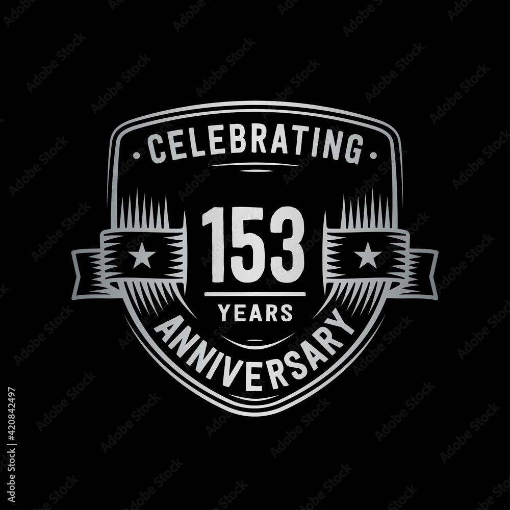 153 years anniversary celebration shield design template. Vector and illustration

