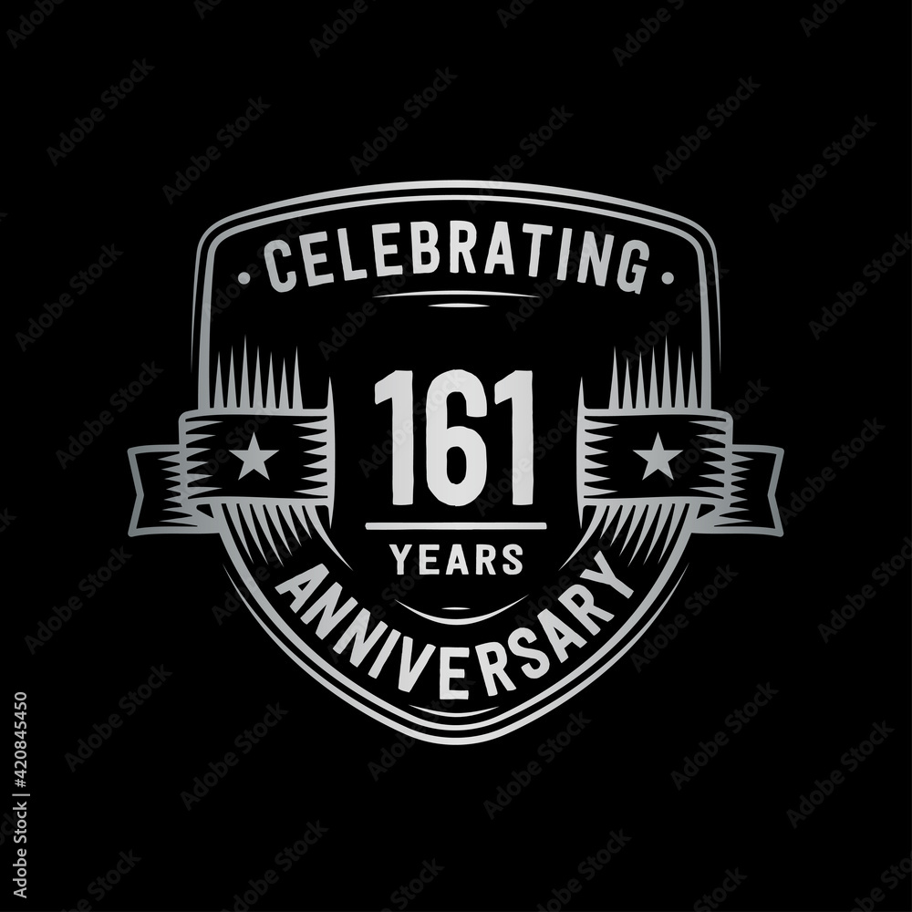 161 years anniversary celebration shield design template. Vector and illustration

