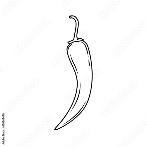 Chili pepper outline. Icon. Vector illustration.