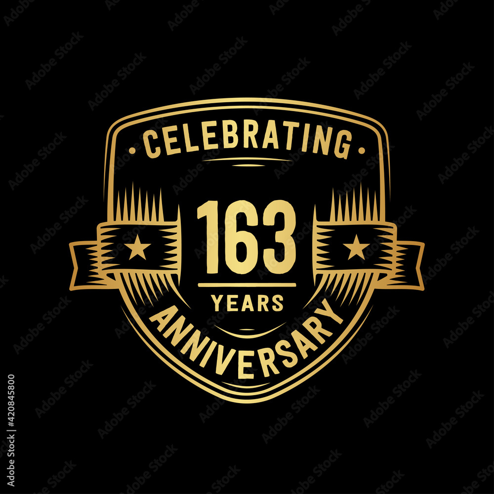 163 years anniversary celebration shield design template. Vector and illustration
