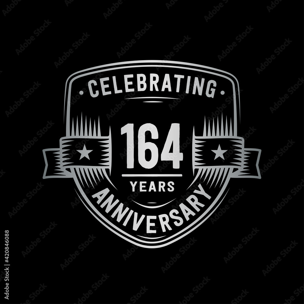 164 years anniversary celebration shield design template. Vector and illustration
