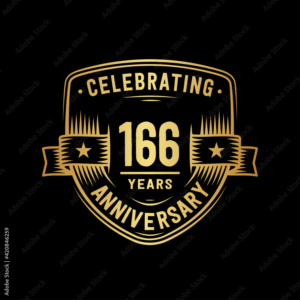 Fototapeta premium 166 years anniversary celebration shield design template. Vector and illustration