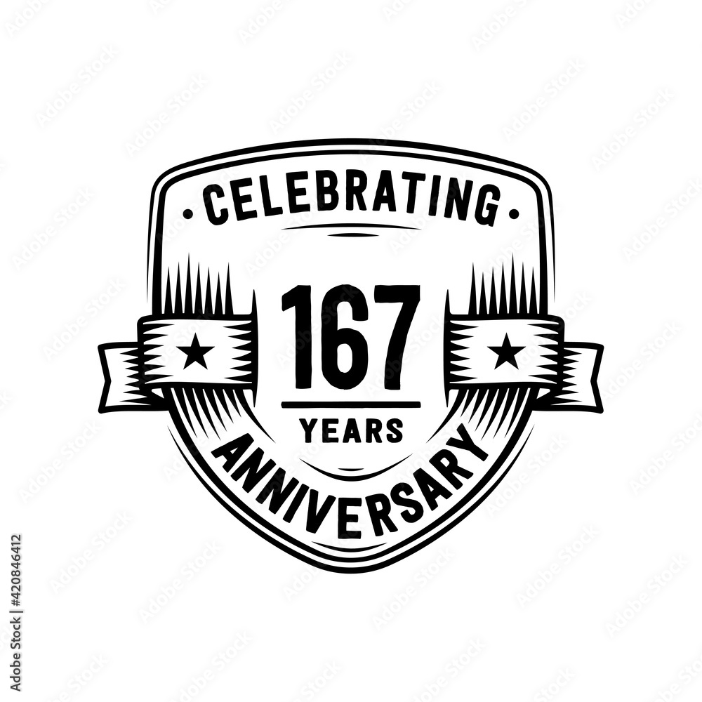 167 years anniversary celebration shield design template. Vector and illustration
167 years anniversary celebration shield design template. Vector and illustration