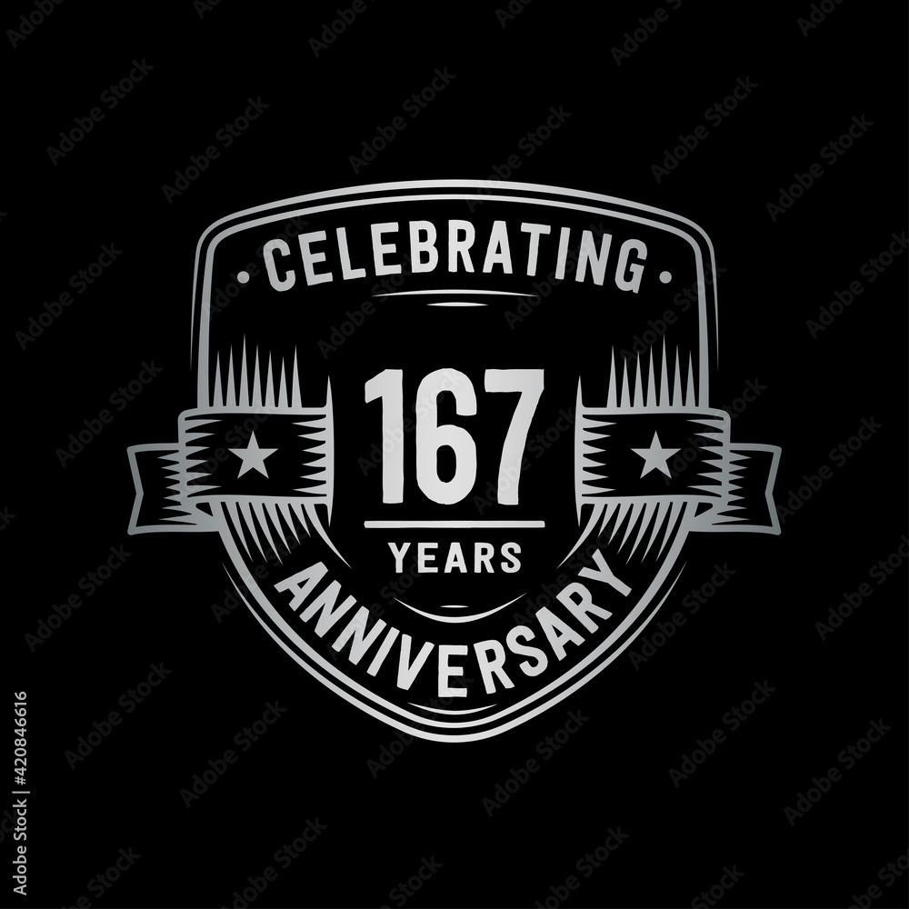Obraz premium 167 years anniversary celebration shield design template. Vector and illustration 