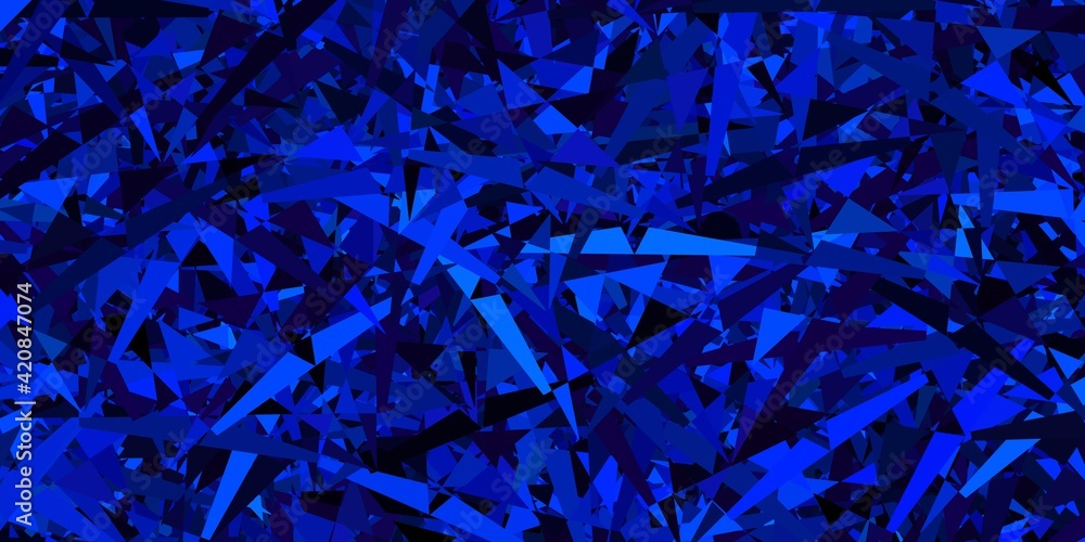 Dark pink, blue vector texture with random triangles.