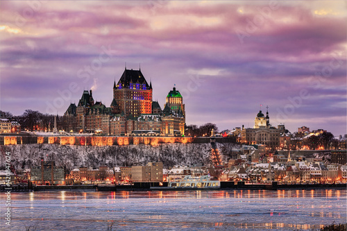 A winter sunset over the Old Town of Quebec City photo