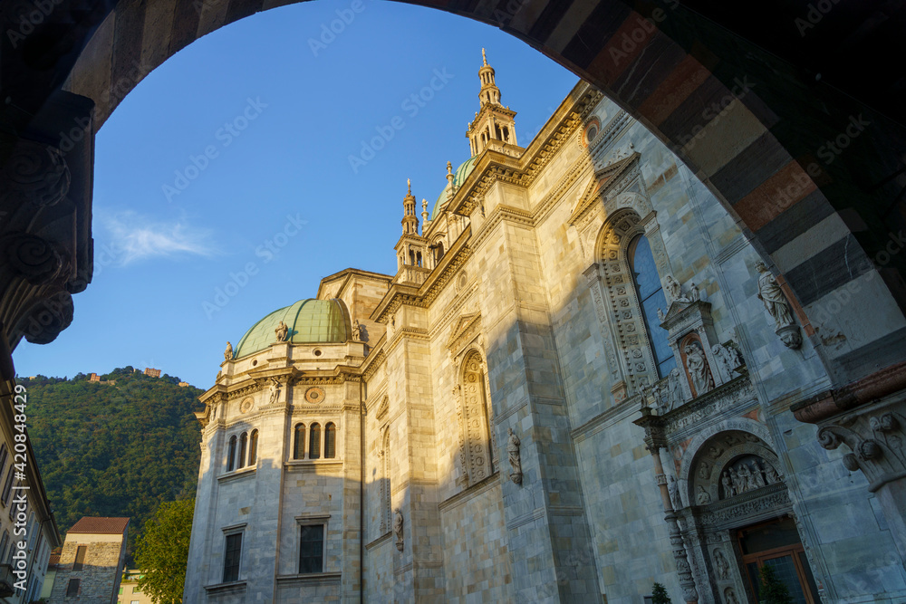 Como, Italy: historic center at evening: the cathedral