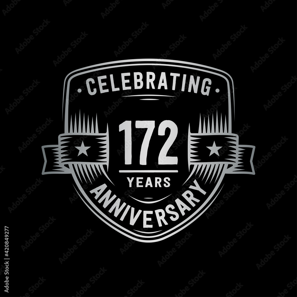 Fototapeta premium 172 years anniversary celebration shield design template. Vector and illustration 