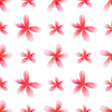 Seamless tropical flowers pattern. Watercolor floral pattern with pink and orange plumeria flowers
