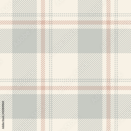 Buffalo check plaid pattern in grey, pink, beige. Seamless soft cashmere wool tartan for flannel shirt, gift wrapping paper, tablecloth, other modern spring summer autumn winter fashion textile print.