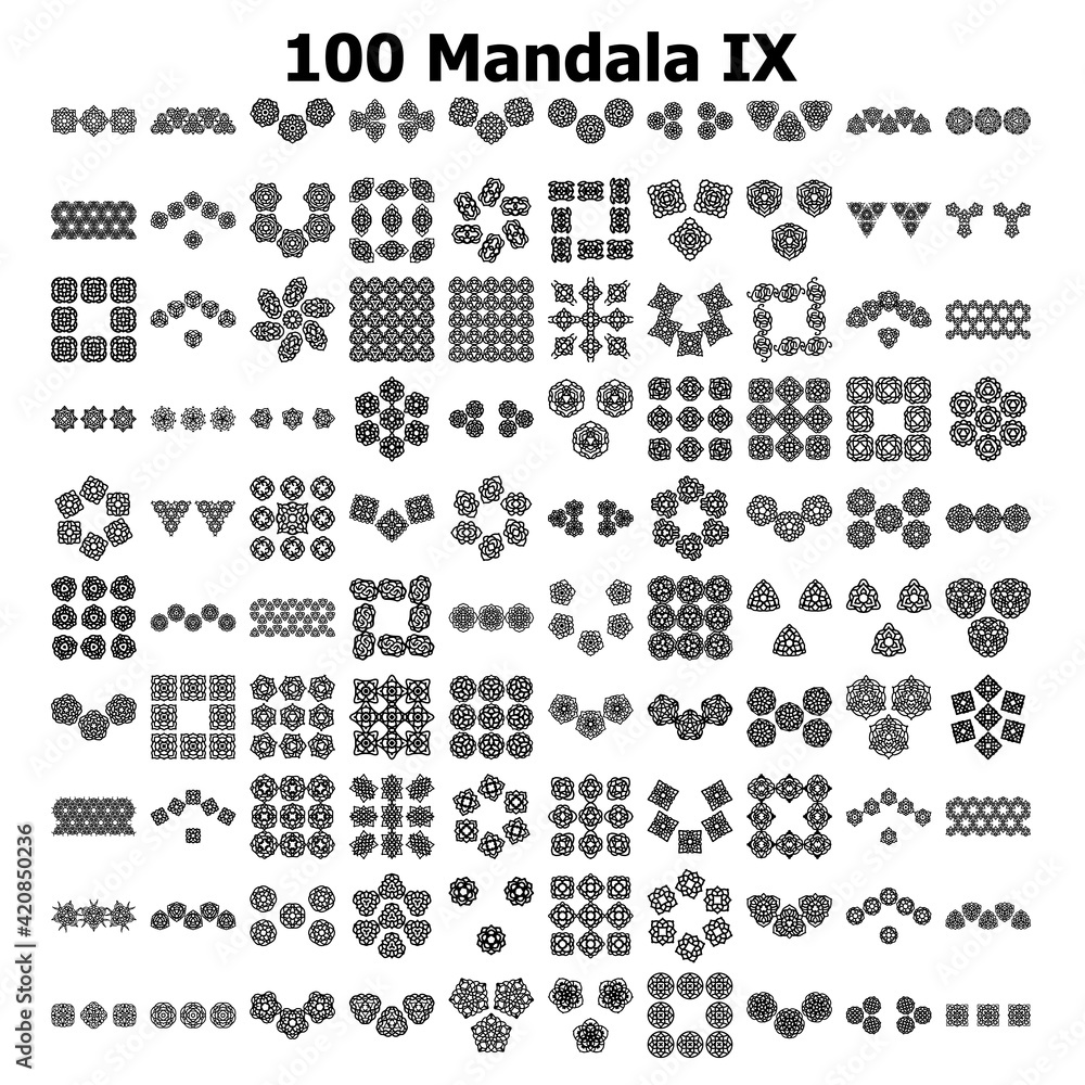 Various Pattern collections - 100. Mandala pattern set. Various Pattern collections - 100. Mandala pattern set.