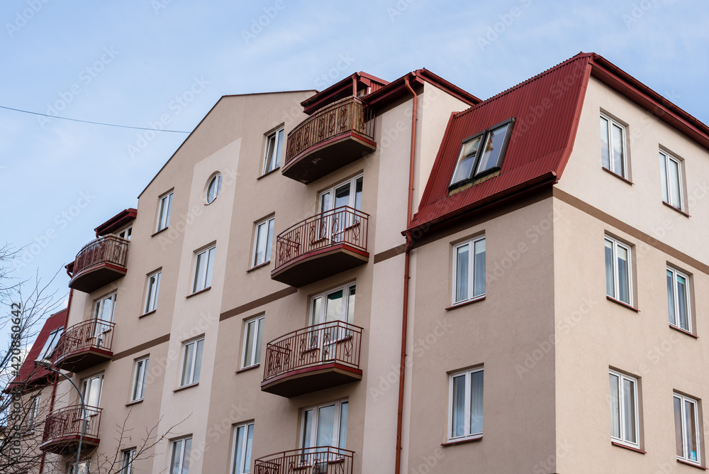 Modern apartment buildings in Europe. Modern apartment building.